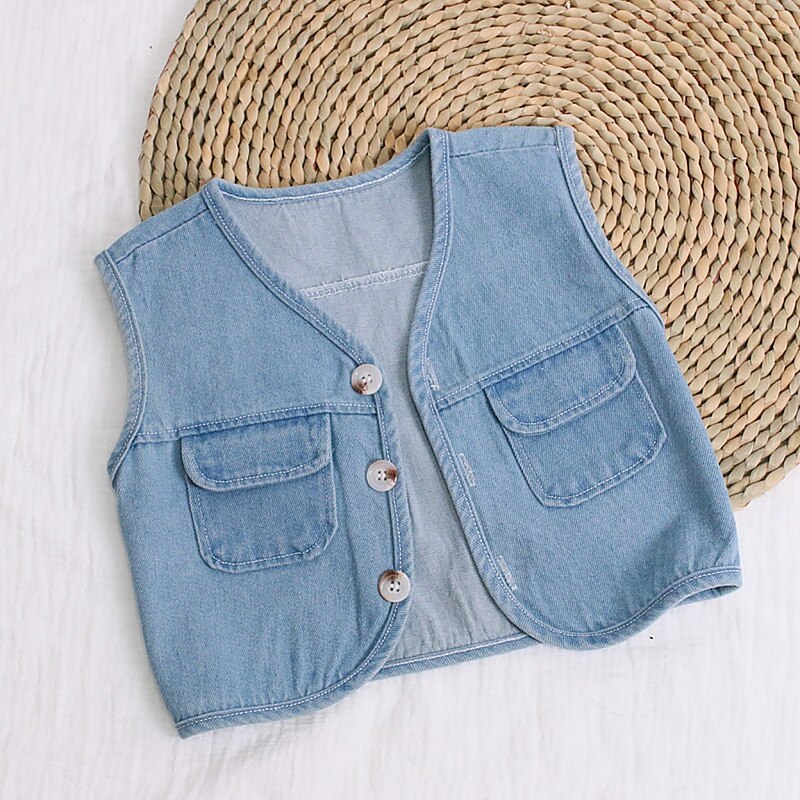 Kinderkleding Baby Denim Dragen Kinderen Mouwloos Vest Baby-En Najaar Vest Season