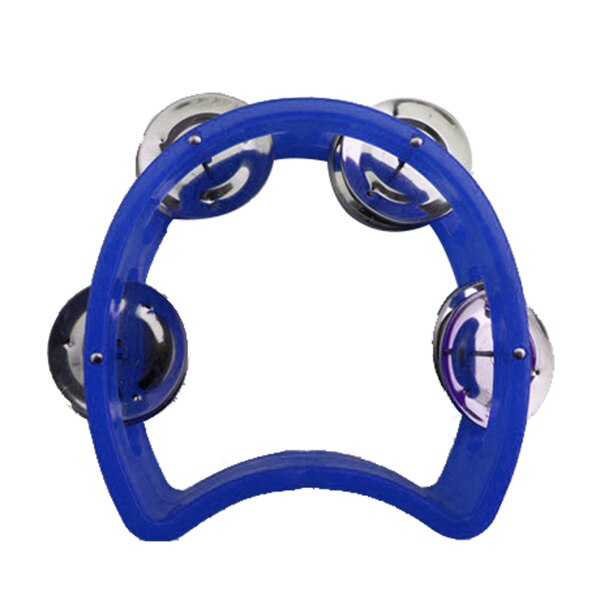 AD-Kids Tambourine 4 bell Plastic Cutaway Tambourine Half Blossom, Mini, Ran Color, 2 Pack