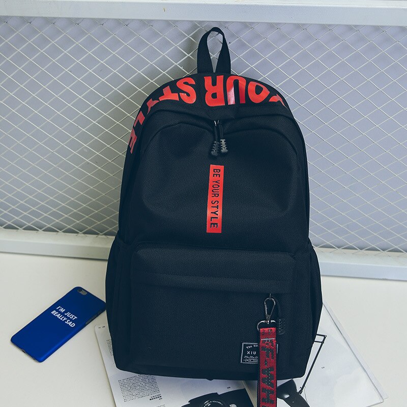 Brand College Style Backpack Big Girls Bag Letter Ribbon Travel Backpack Men And Women Couples Student Bag Bagpack: I