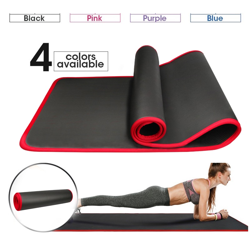 10Mm Extra Dikke 183cmX61cm Yoga Matten Nrb Antislip Oefening Mat Voor Fitness Smaakloos Pilates Workout Gym Matten met Bandages