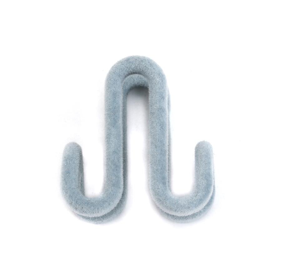 Doreen Box 5PC Plastic Flocking Dual Hook Multifunctional Portable Hooks Clothes Bags Hangers Drying Racks Wardrobe Storage Rack: 2
