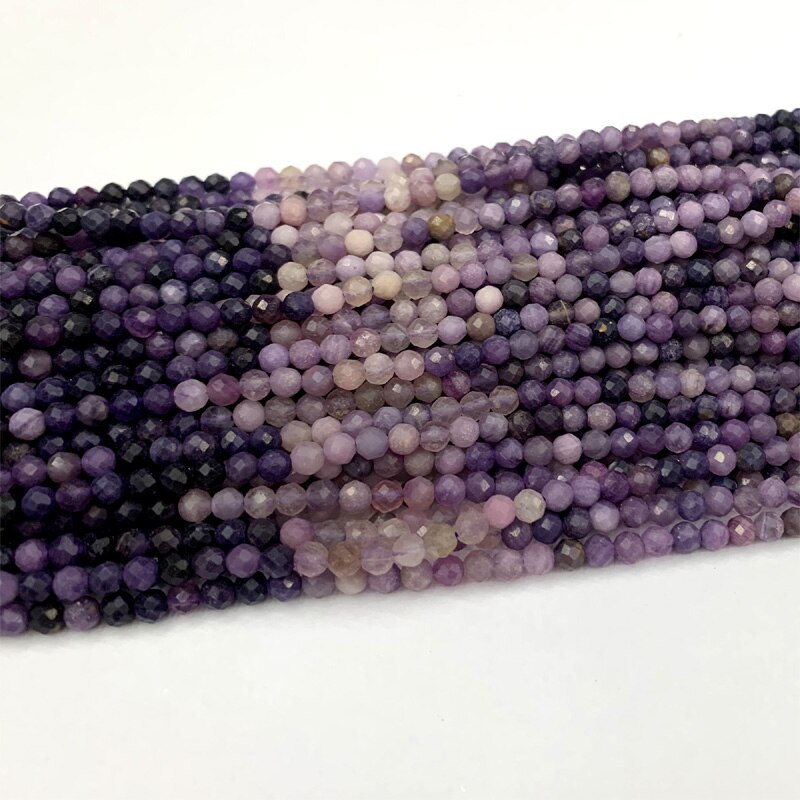 Natürliche Echte Lila blau Regenbogen Sugilite Hand Cut Faceted Runde Lose Kleine Perlen 2mm 3mm 4mm 06389