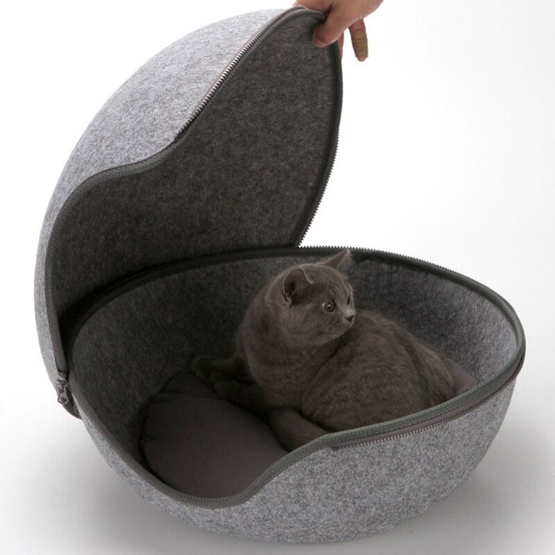 Creativo sveglio Forma di Uovo Cuccia del Gatto Sacco A Pelo con Cerniera Inverno Caldo animale domestico Casa Tutto Intorno Gatto Nido con Staccabile cuscino Zerbino