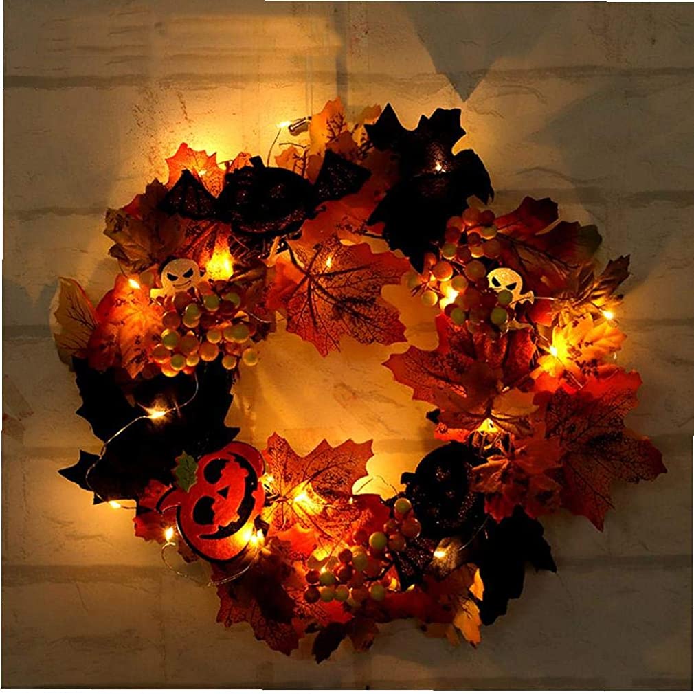 Maple Leaf Krans Herfst Kunstmatige Esdoornblad Deur Krans Voor Halloween Decorwreath Graan Oogst Krans Tarwe Guirlande