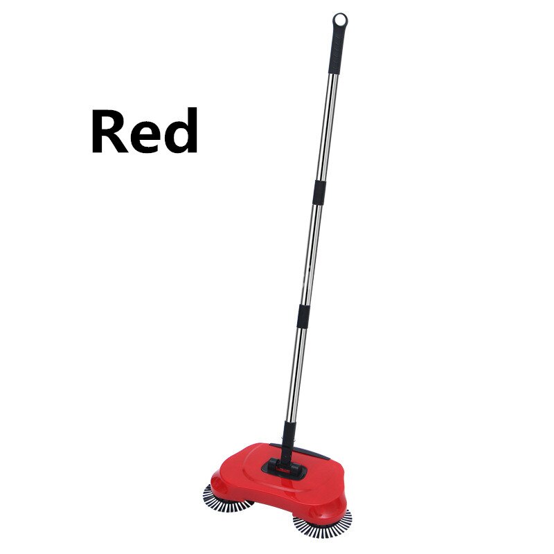 Household Sweeper Machine Cleaning Tools Magic Broom Stainless Steel Hand Push Dustpan Handle Household Cleaning Accessories: Red