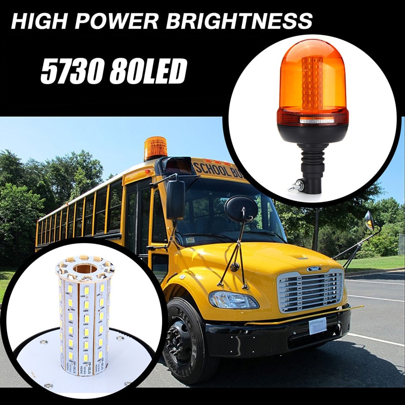 1/2 STUKS Auto LED Roterende Knipperende Amber Baken Flexibele Waarschuwingslampje 80 LED 5730 12 V/24 V Voor Tractor Truck SUV Boot SG-SR16B