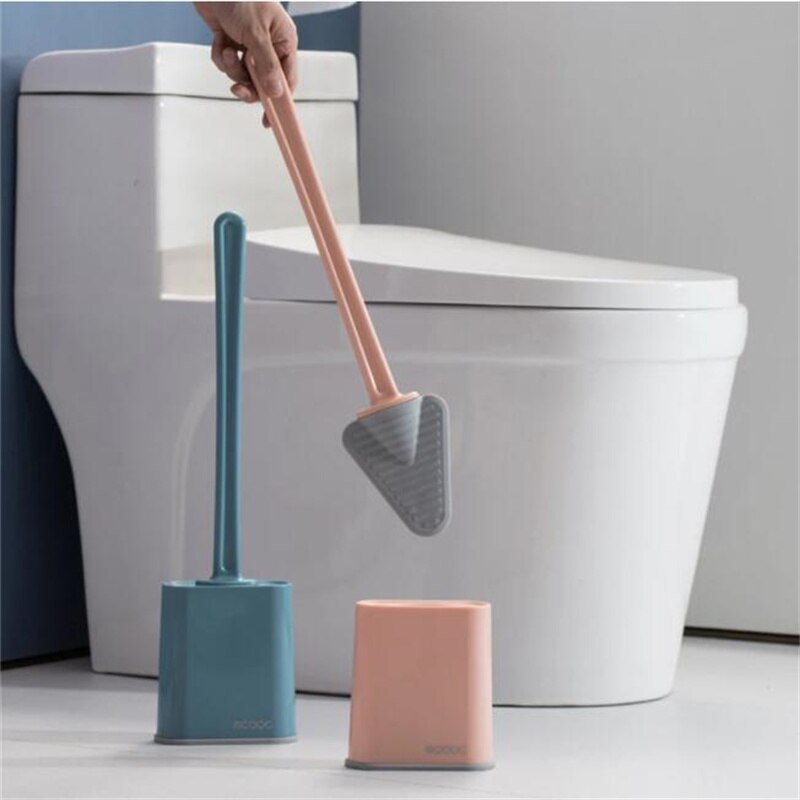 Brosse de toilette en Silicone noir, brosse triangulaire souple, tête debout, outils de nettoyage en profondeur, accessoires de salle de bain durables pour la maison