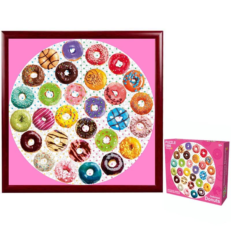 1000 Pieces Children Round Flag/Candy/Color/Donuts Kids/Adult Jigsaw Paper Puzzle Cartoon Learning Educational Toys for: 09