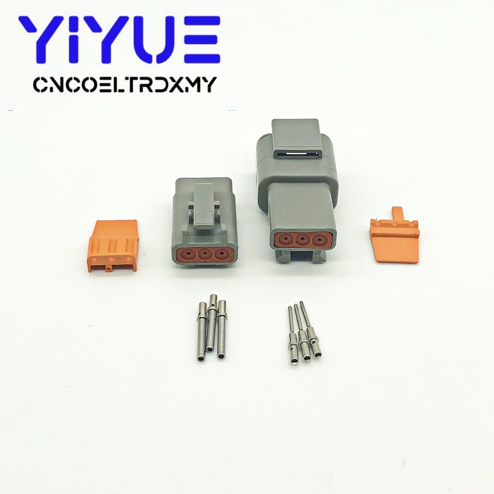 Conector impermeable para automóvil, conector sellado automotriz con clavijas sólidas 16-22awg, 1 juego Deutsch DTM 2-12P macho hembra