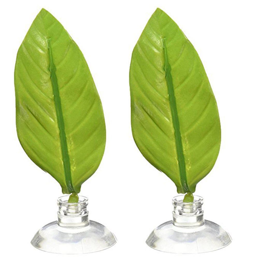 2pcs Aquarium Fish Tank Landscaping Decoration Tropical Betta Fish Spawning Rest Artificial Leaf Supplies