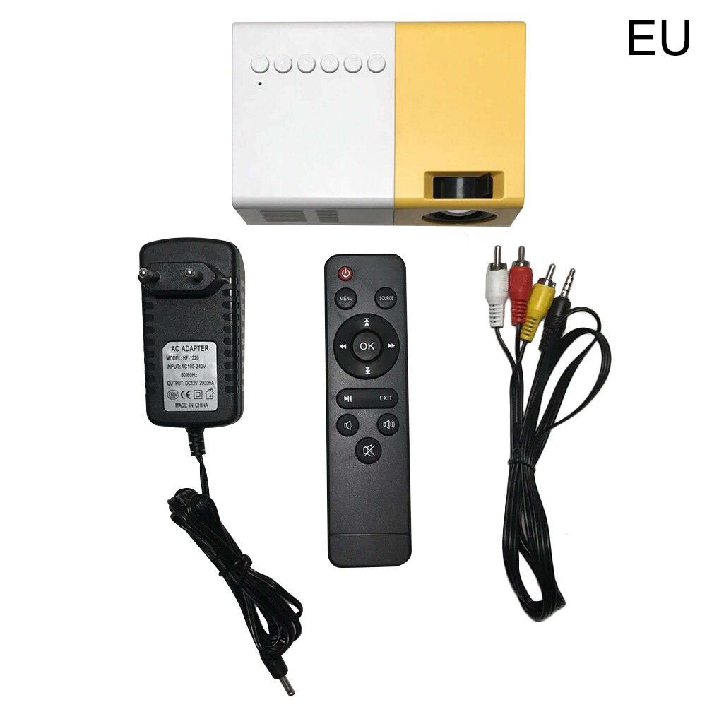 Projector Mini Portable Home Theater Office HD 1080P Entertainment Built-in Speaker: EU