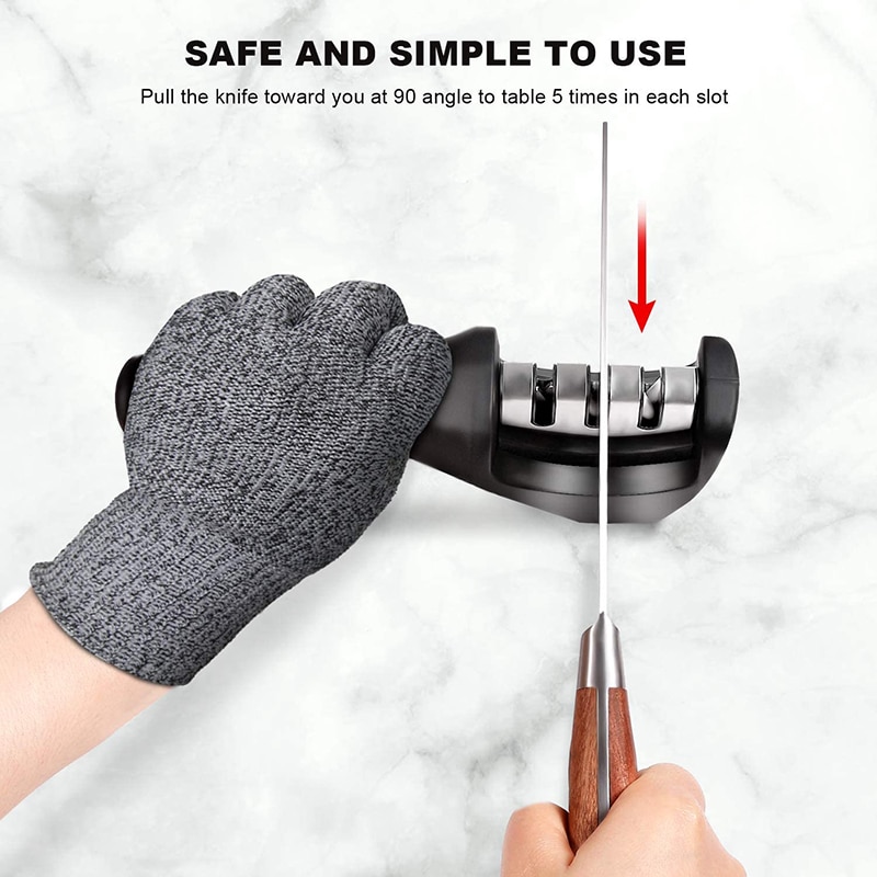 Knivsliper 3 trinn diamant keramisk slipestein kjøkkenknivsliper kvern whetston med sklisikker