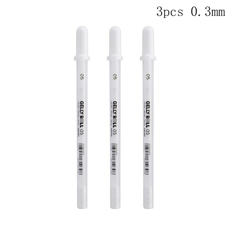 Penna gel bianca da 0,3/0,4/0,5 mm Penna Marke ad alta luminosità Penna per pittura artistica in cartone nero Penne a linea bianca Scrittura fluida: BIANCO