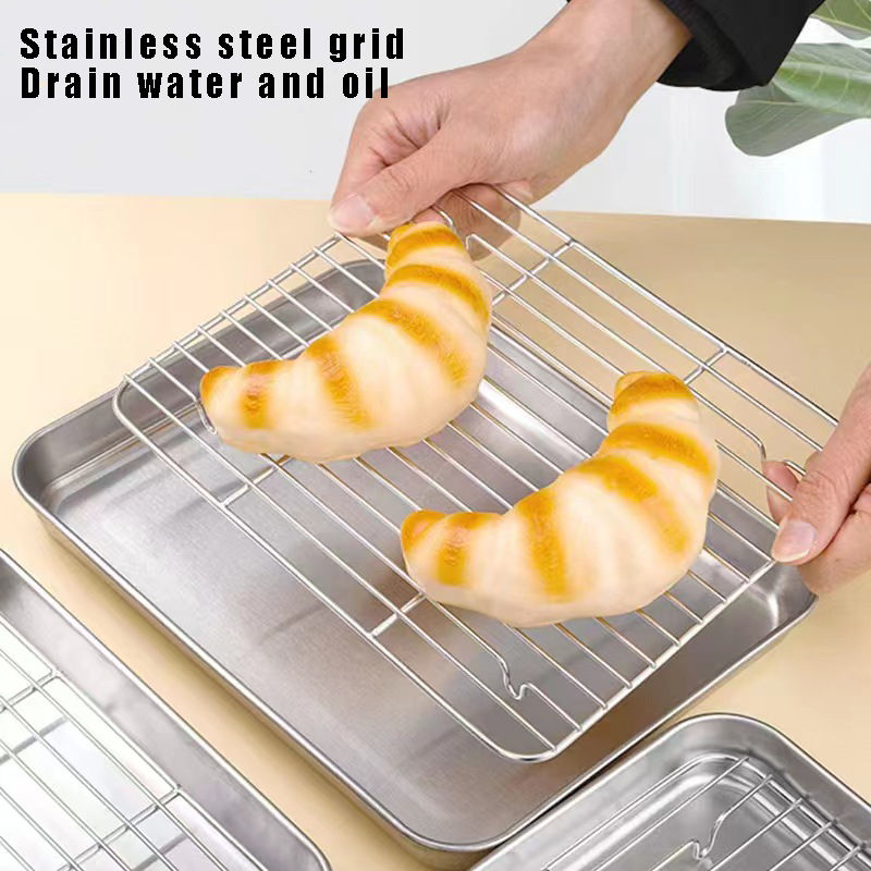 Rostfritt stål bakplåt med galler hembakning kaka grillplåt tallrik ugn brownie rack matlagning stekning grillverktyg
