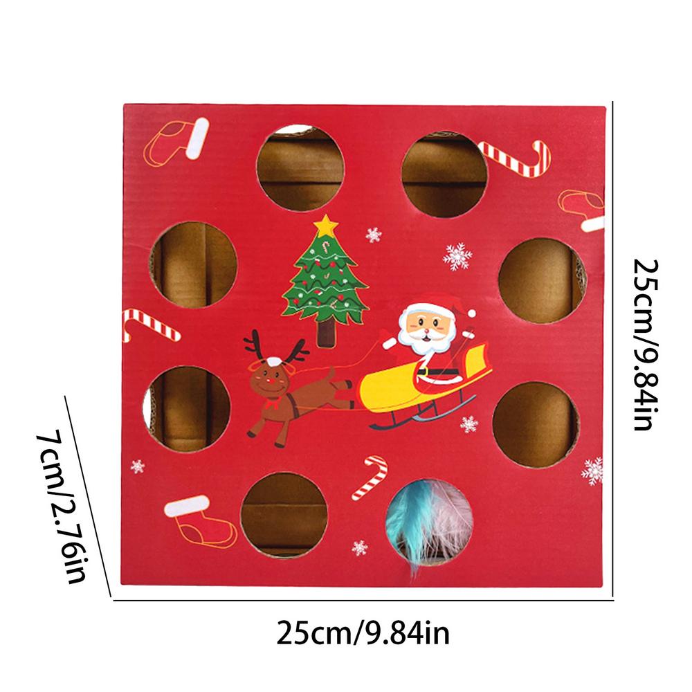 Interactive Cat Toys For Indoor Cats Automatic Cat Toy Feather Rotation In Multi Holes Maze Cat Puzzle Toy Fun Smart Teaser Toy: Red