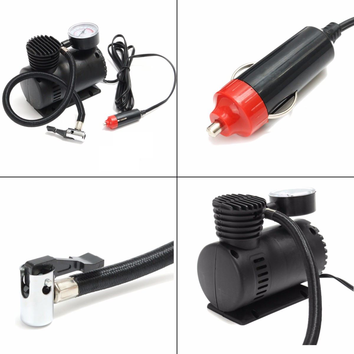 1PC Portable Electric Inflator Black 12V 300 PSI Mini Electric Air Compressor Kit Mini Car Tire Inflator For Ball Bicycle