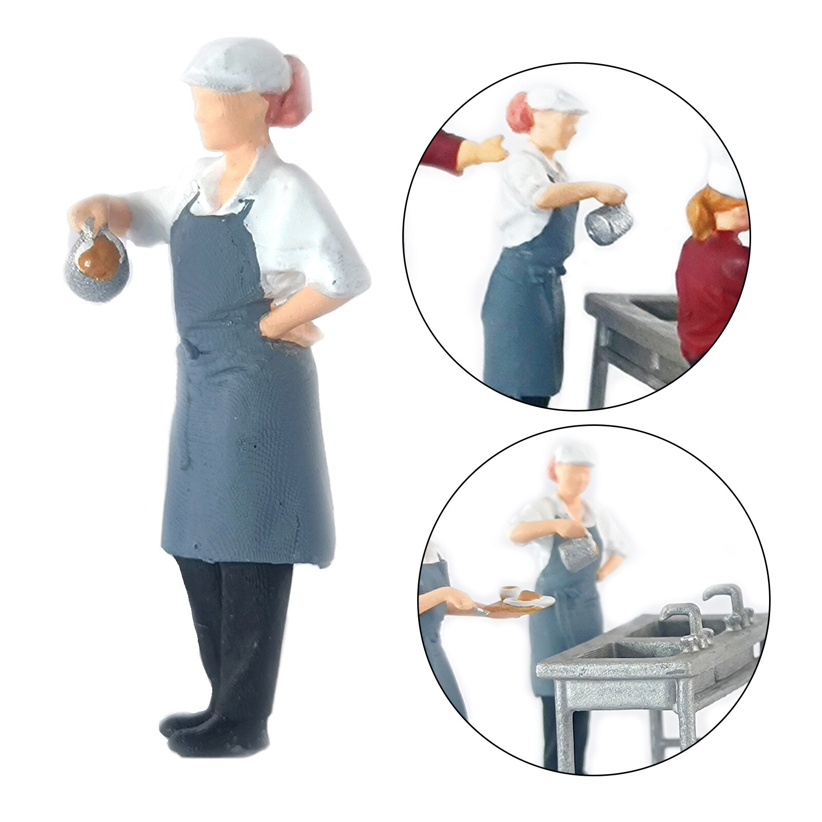 1/64 Scale Resin Mini Figures People Railway Scenery Miniature Model: Chef Grey 2