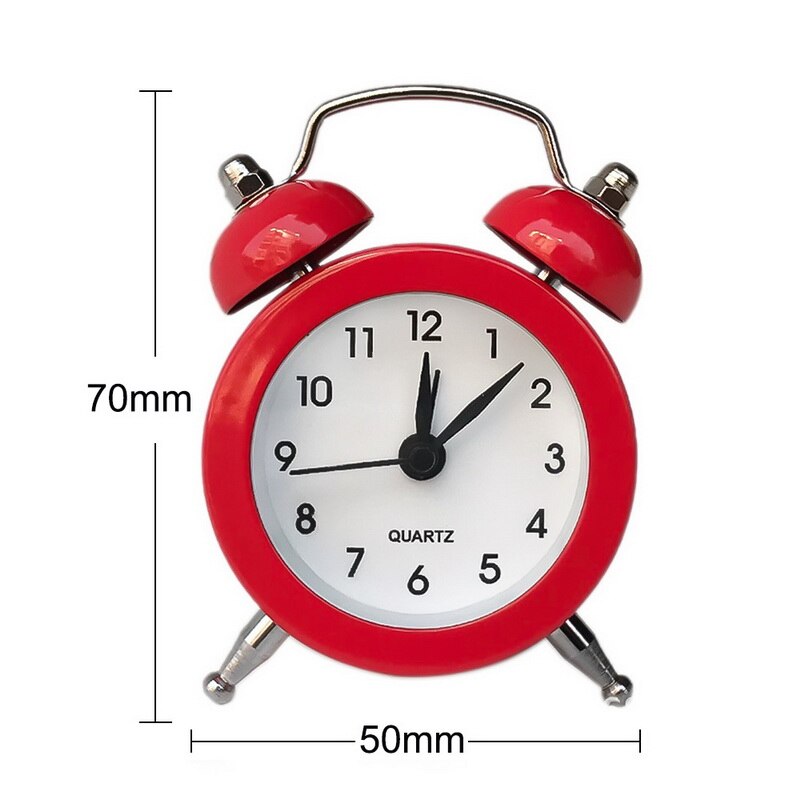 Mini despertador de de 50mm, alarma de viaje, despertador, Reloj de escritorio analógico con campana, herramientas para acampar al aire libre, pequeñas