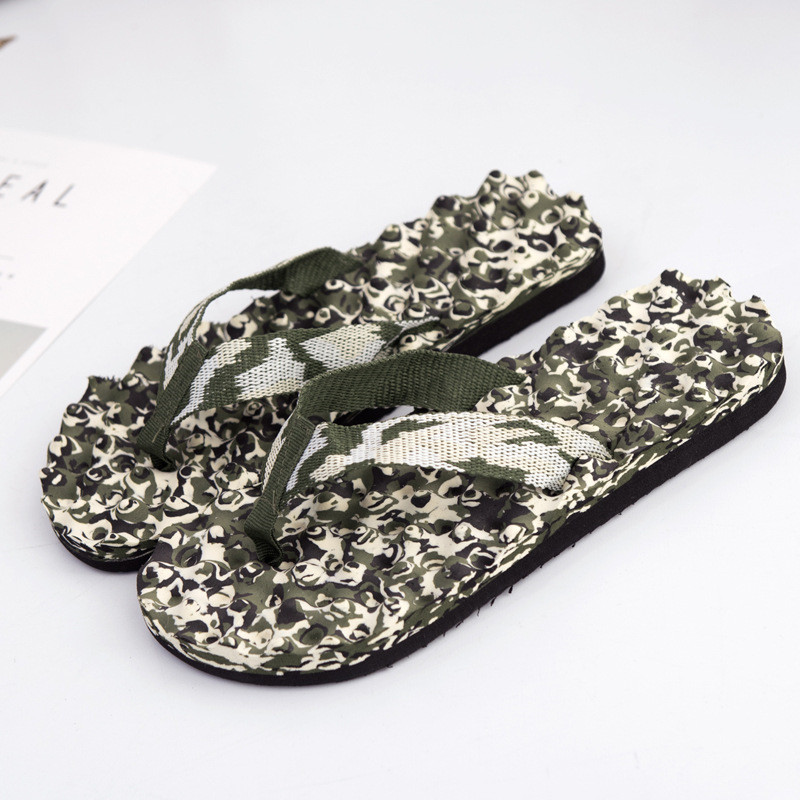Marknadsföring sommar herr tofflor eva camouflage herr flip flops badrum halkfria skor utomhus strand tofflor storlek 40-45: Armégrön / 45