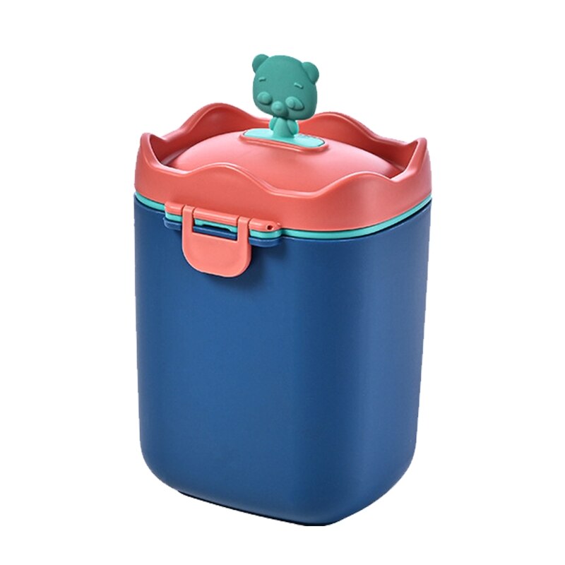 BPA-Free Baby Milk Powder Container with Spoon – Cute Cartoon Portable Formula Storage Box with Airtight Lid (Blue) main image 1