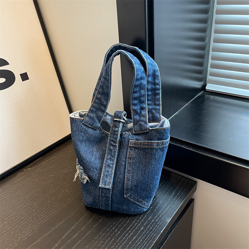 Handtas, modieuze denim handtas voor dames, trendy en veelzijdige bucket bag in westernstijl
