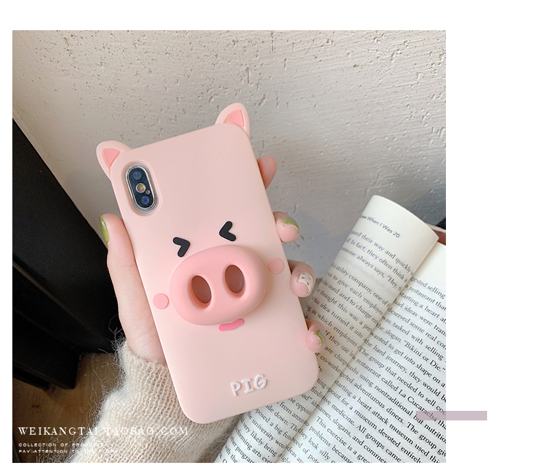 Cartoon cute frog pig silicone 8plus for Apple x hand shell XS Max Xer personal creativity for iPhone full soft shell: For iphone 6 6s plus / Pink