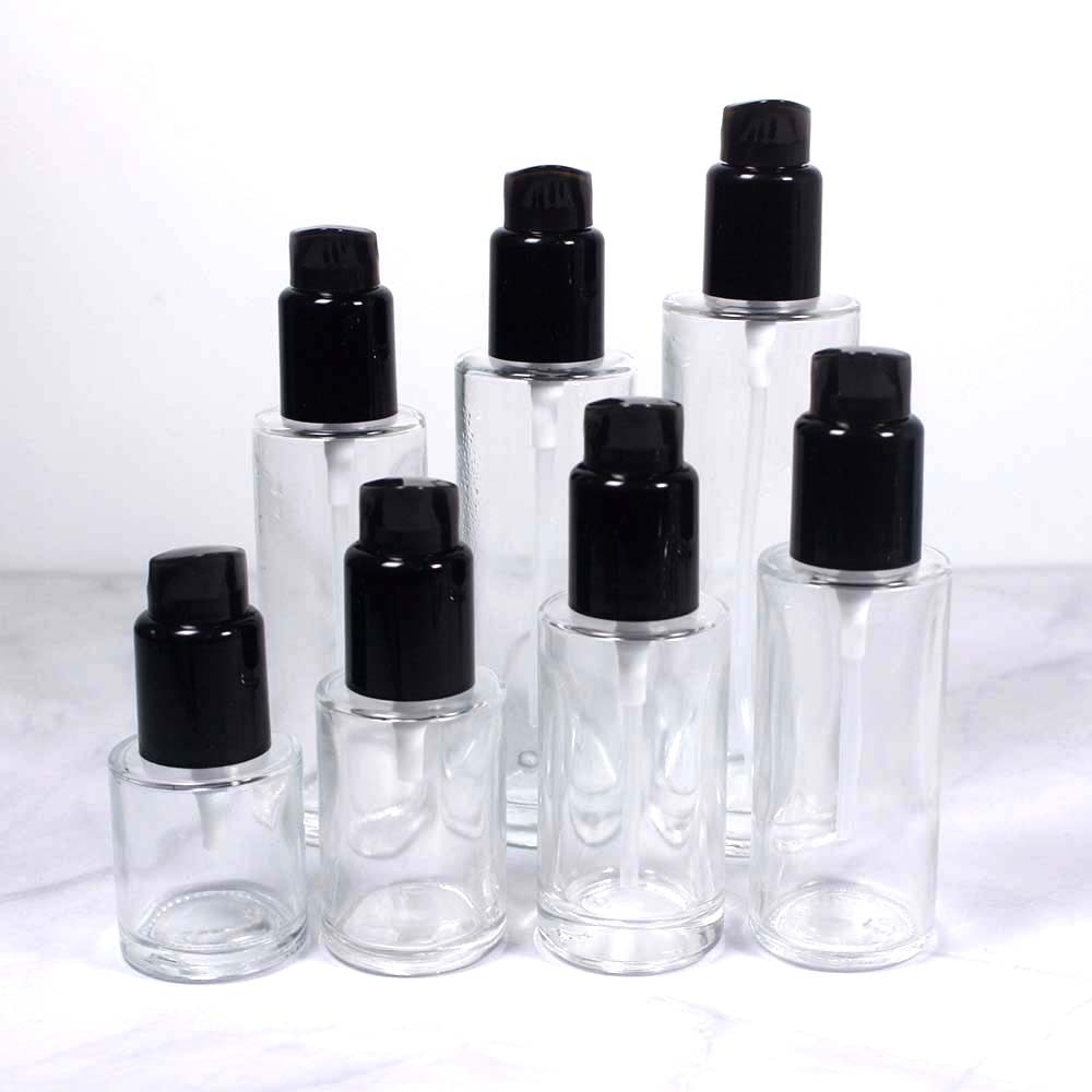 20 /30/40/50/60/80/100Ml Transparant Glas Emulsie Fles Cosmetische Emulsie vullen Container Verpakking Met Zwarte Pomp