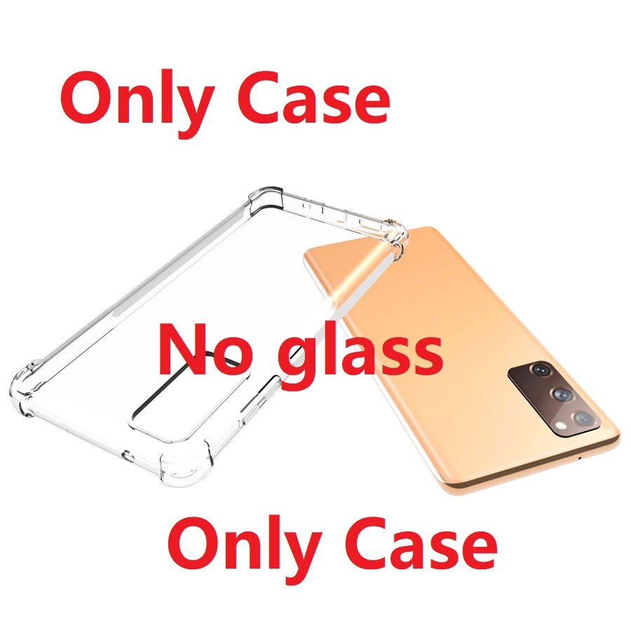 Transparente para Samsung Galaxy S20 FE caso + vidrio templado TPU Gel suave caja de piel S20 edición Galaxy S20 Lite funda: Only Case
