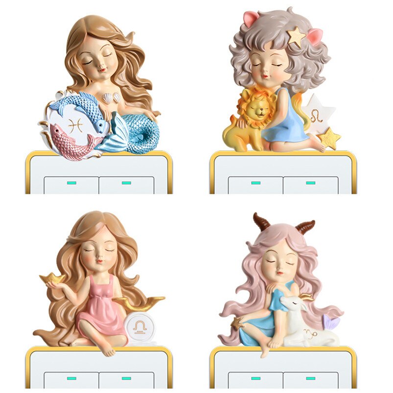 Resin Switch Stickers Cartoon Socket Decor Home Decoration Accessories Wall Stickers Fairy Tale 3d Stereo Stickers