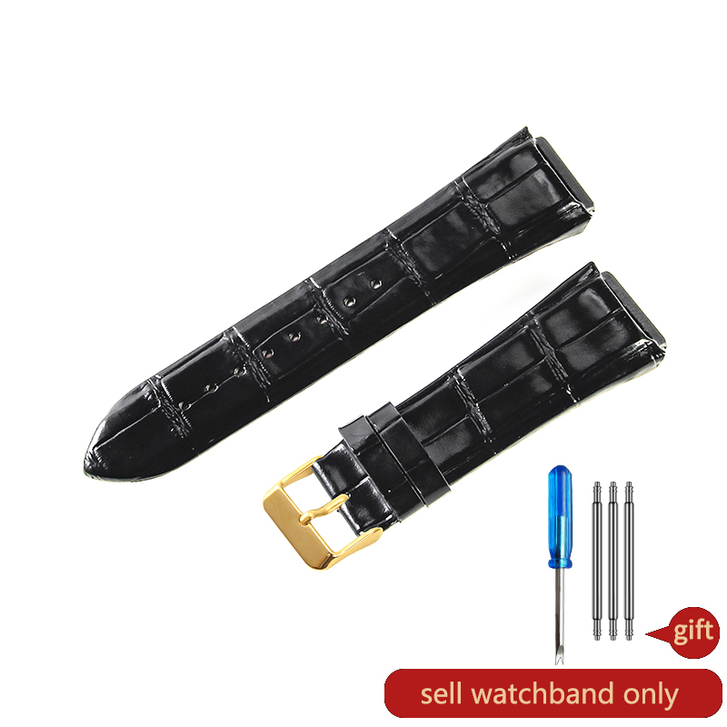 For Guess W0040G1\W0040G2\W0040G3 Series Men's Needle Buckle Blue Rose Gold Buckle 22mm Cow Genuine Leather Watchbands: White Black