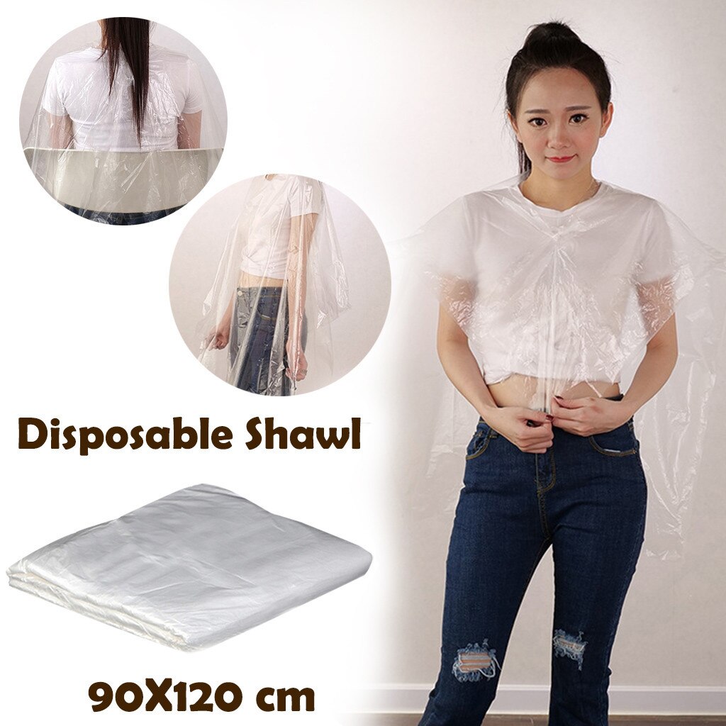 50/100 Pcs Kappers Coloring Dye Gown Schort Haar Permanenten Cape Waterdichte Transparante Wegwerp Hair Snijden Cape: 90X120cm / 100 stks