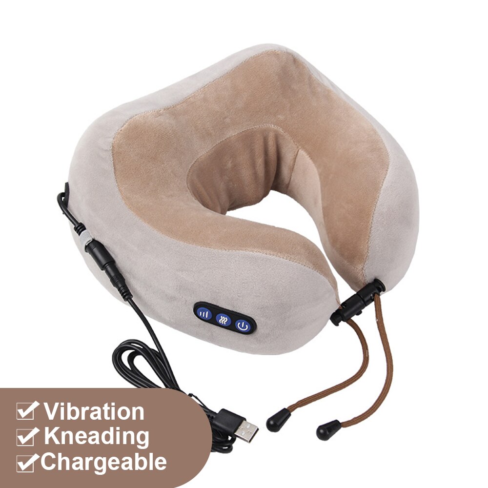 Elektrische Nek Massager Draagbare Massage Kussen Thuis Auto Schouder Relax Pijnbestrijding Fysiotherapie Verwarming Gezondheidszorg Tool: Coffee kneading