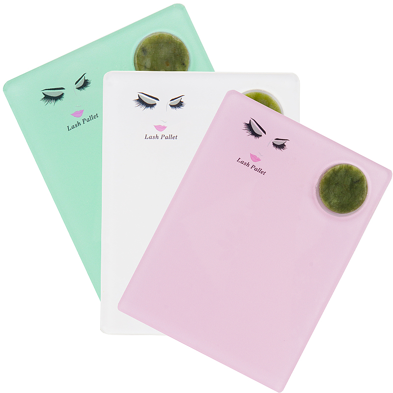 Vassoio per piastra per estensione ciglia in pietra di giada acrilica, supporto per ciglia per innesto, colla per pallet, supporto per strumenti per il trucco