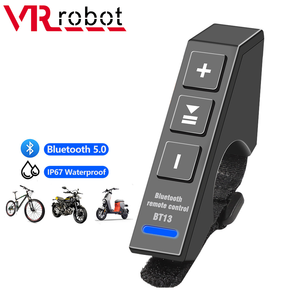 VR Robot Waterproof Wireless Bluetooth Remote Control Button for Helmet Headset Motorcycle/Bike Handlebar Media Controller