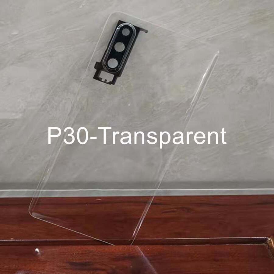 Original för huawei  p30 pro bakre batterilucka bakre glasdörr hölje fodral vog  l04 för huawei  p30 batterilock + kameralins: P30- transparent