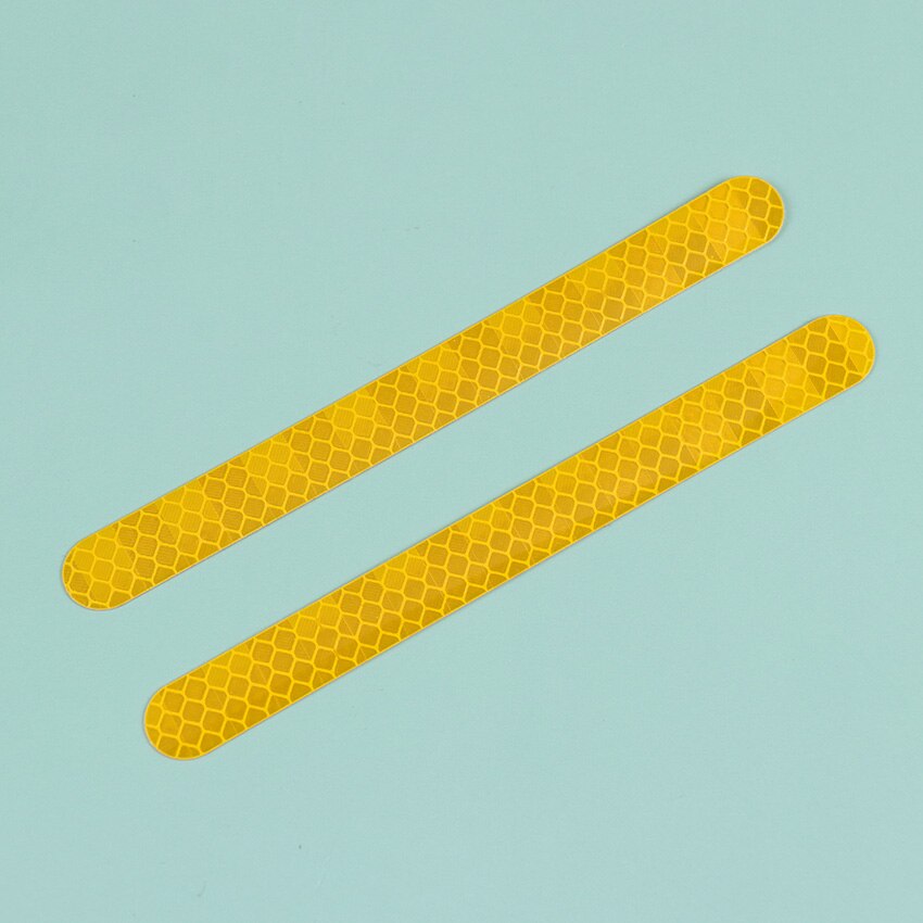 2 Stuks Auto Stickers Achteruitkijkspiegel Reflecterende Strip Anti-Collision Warning Stickers Buitenkant Reflex Tape Reflecterende Strip: YELLOW