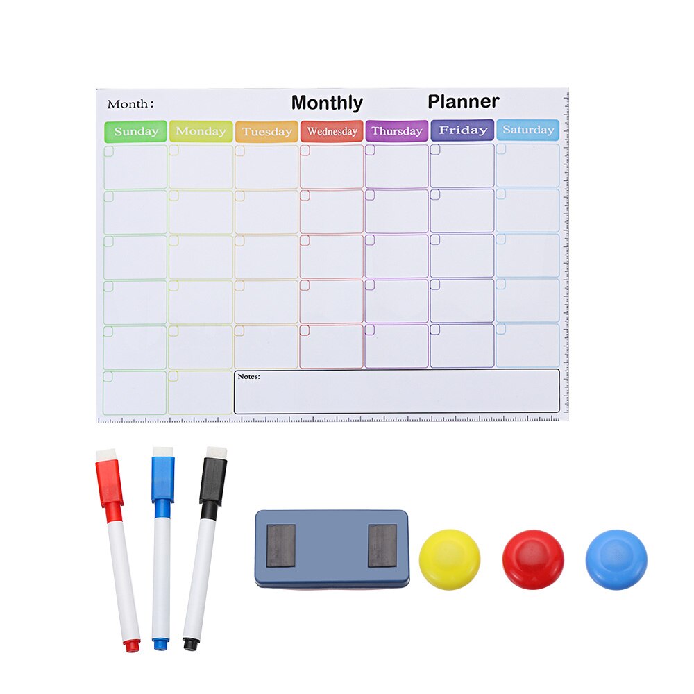16x12 Inch Large Magnetic Dry Erase Fridge Calendar, Weekly Black Message Board By MFLABEL