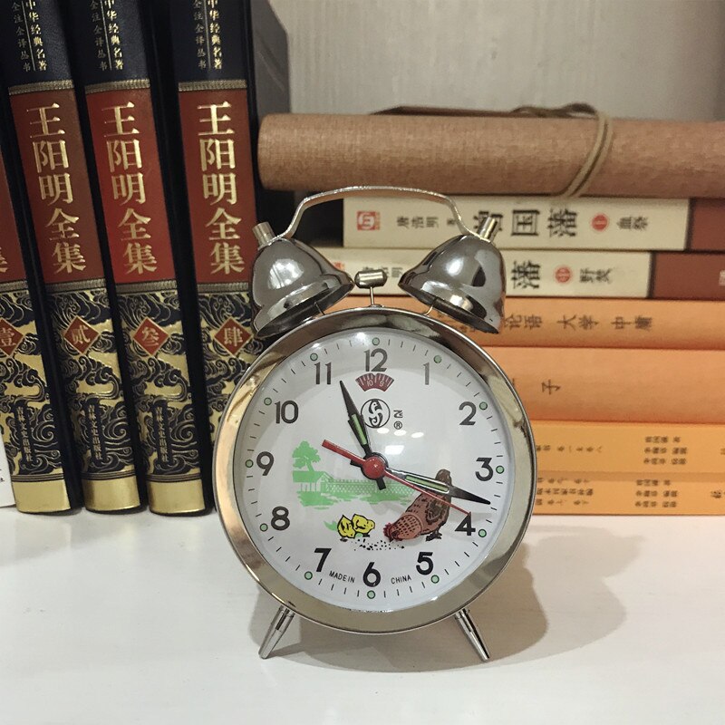 Horloge de Table en métal, réveil mécanique Vintage, poulet picore de riz, horloge forte, cloche de bureau, décoration à remontage manuel