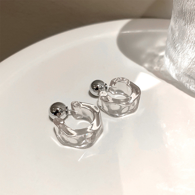 Pendientes de aro geométricos de acrílico transparente para mujer y niña, aretes colgantes en forma de C, de joyería de viaje para , tendencia coreana,