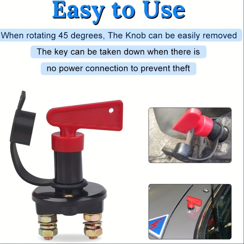 12V 24V Car Power Switch Main Cut Off Kill Switch Vehicle Modified Isolator Disconnector Red Key Cut Off Battery