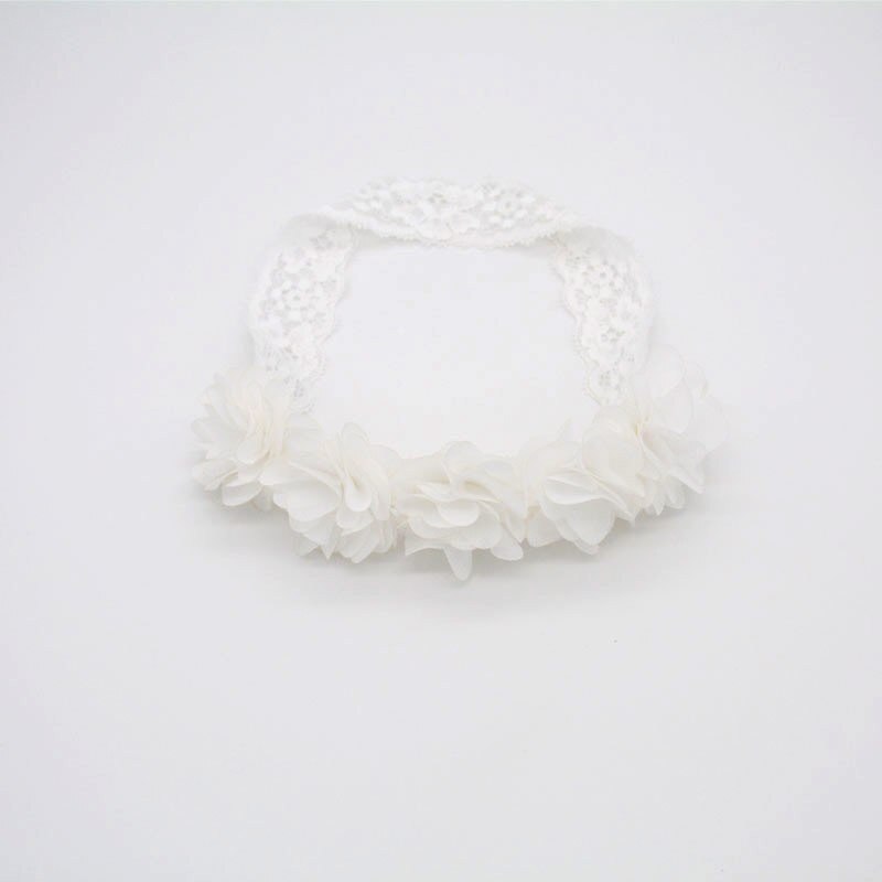 Baby Prinzessin Stirnband Spitze Blume Elastische Blumen- Haar Zubehör Für Baby Mädchen Turban freundlicher Haar Band Fotografie Bandeau: Weiß