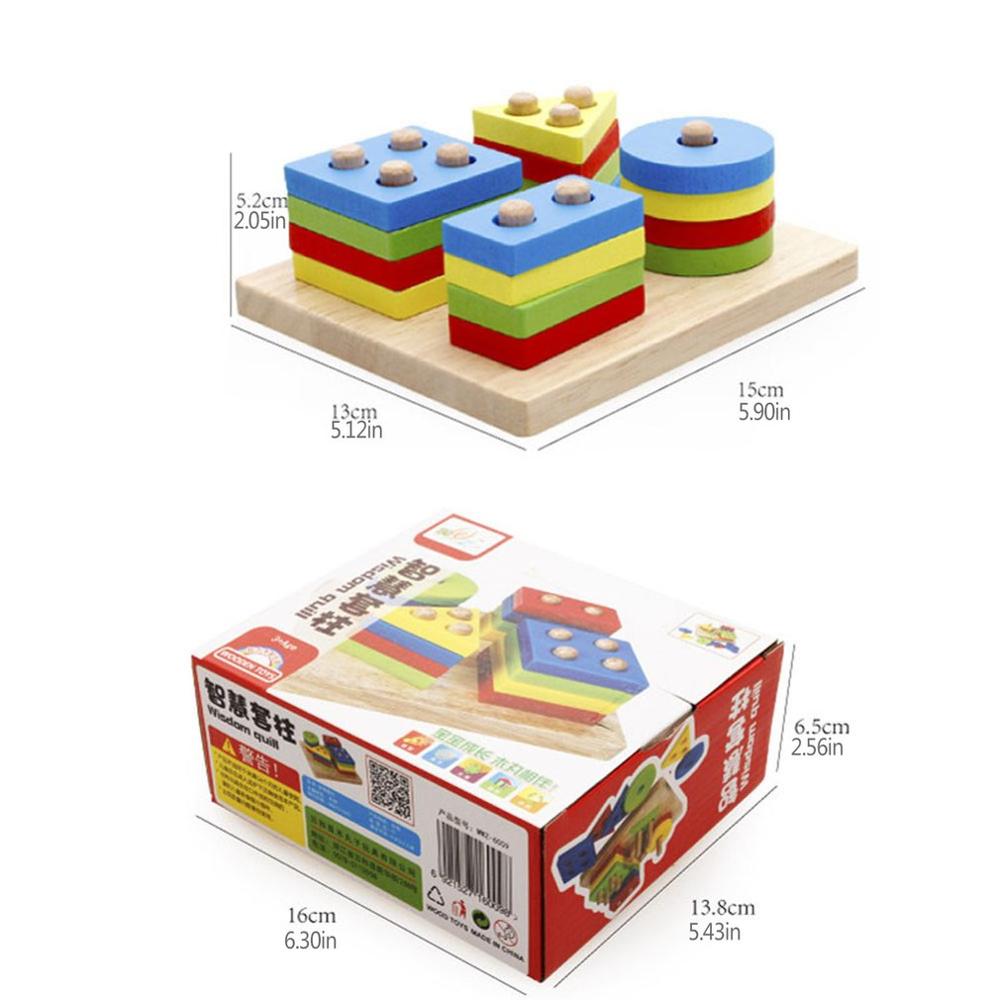 Houten Vier Kolom Set Blokken Geometrische Intelligentie Boord Kinderen Educatief Set Kolom Vorm Vroege Onderwijs Speelgoed