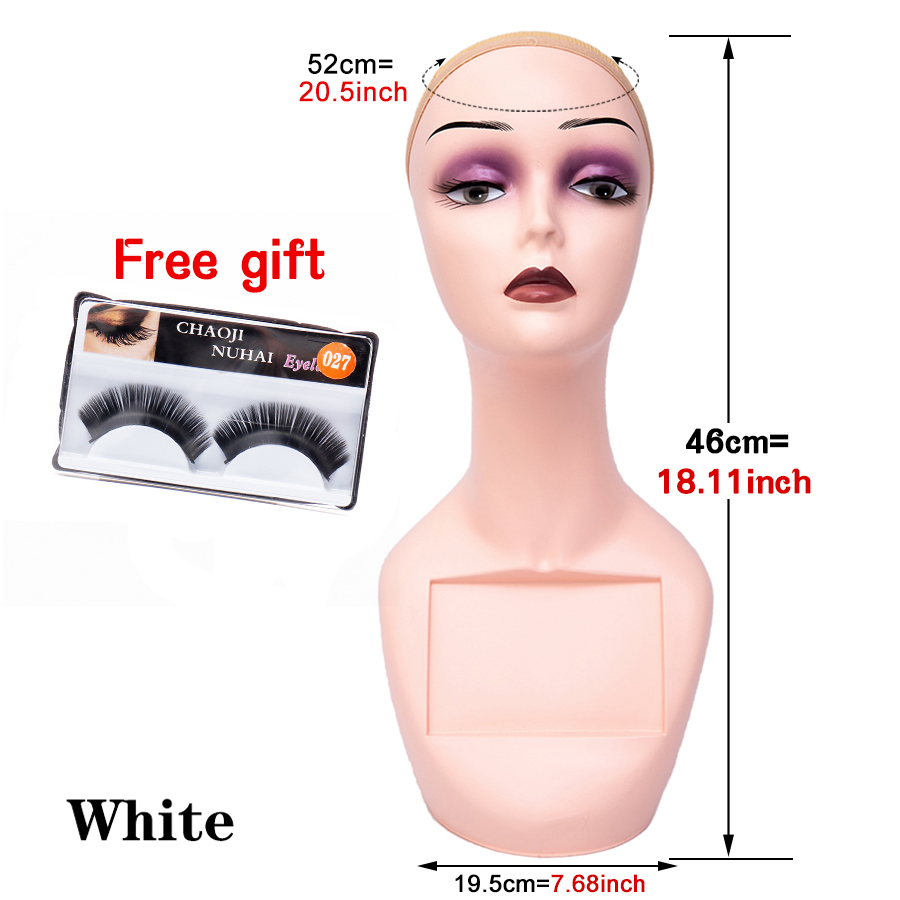 Soporte de exhibición de peluca de maniquí, maniquí femenino de Pvc, busto de cabeza de maniquí realista para exhibición de pelucas, sombreros de estilismo, gafas de sol: Blue