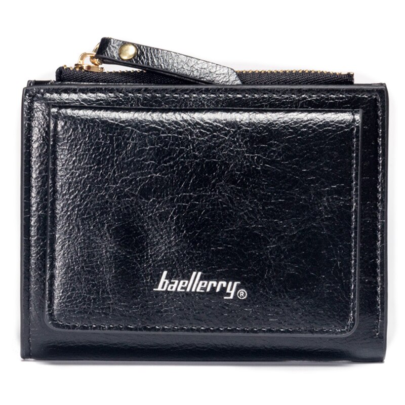 Women's Wallet Short Wallets For Women Coin Purse Zipper Clutch Wallet Ladies Card Holder Luxury Small Clutch Bag: Black