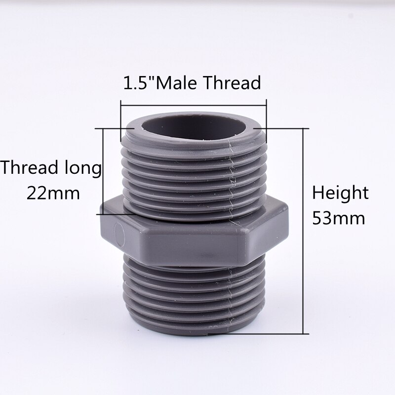 1-10pcs 1/2“ - 2“ Male Thread PVC Connector PVC Pipe Adapter Garden Irrigation Watering Fittings Plumbing Accessories: 3pcs / 1.5 Inch Grey