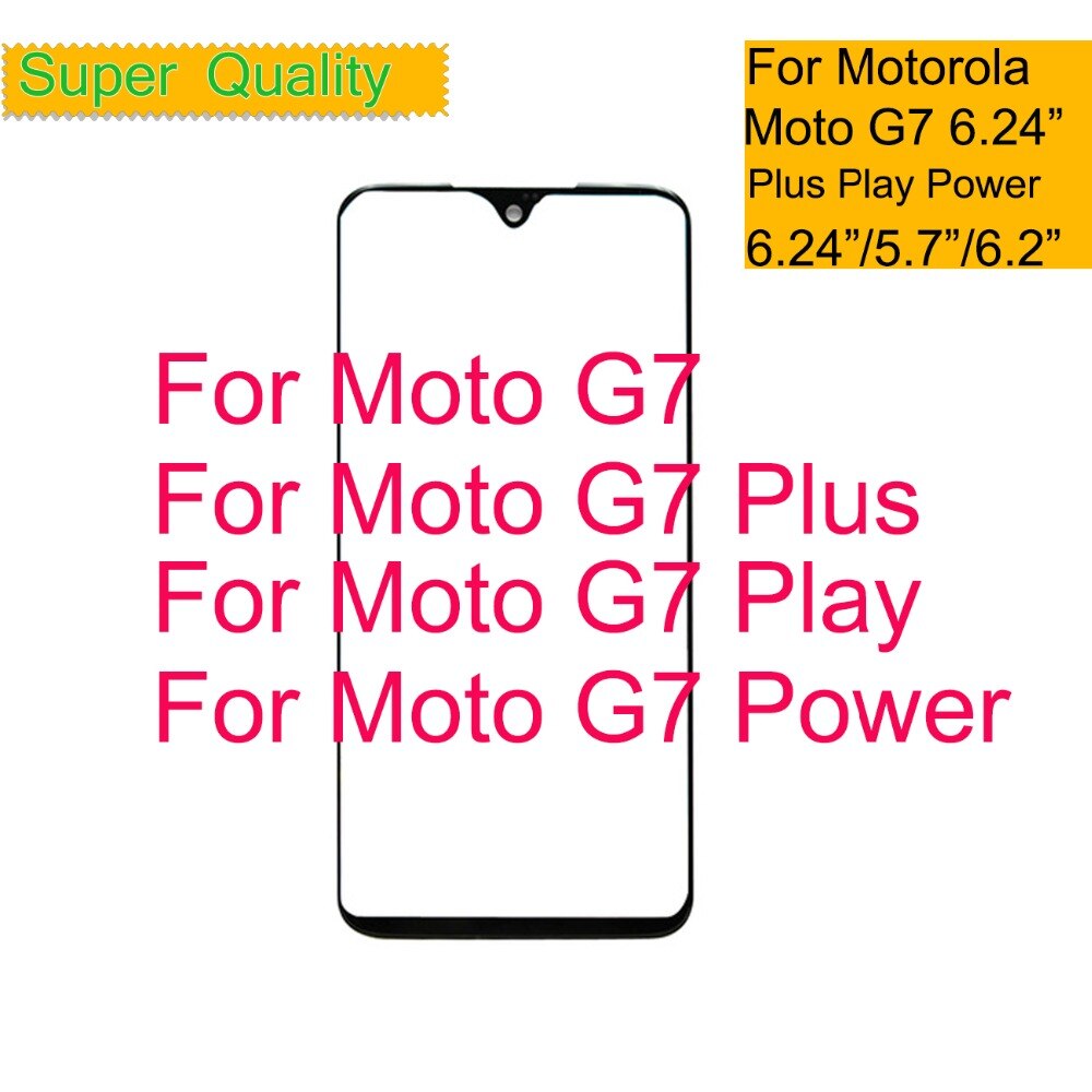 Super para Motorola Moto G7 Plus Play Power Touch pantalla frontal exterior cristal Panel lente para Moto G7 LCD pantalla táctil frontal