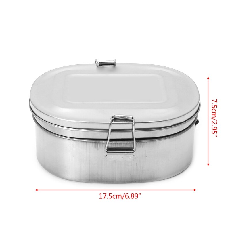 Stainless Steel Square Lunch Box Bento Food Picnic Container Travel 1/2 Layer lunch box for Student,School: Double layer-L