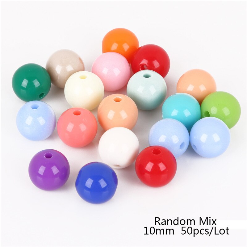 ! 6mm-16mm Diameter Mixed Color Shiny Plastic Acrylic Loose Spacer DIY Round Ball Beads for Jewelry Findings Making: 10mm