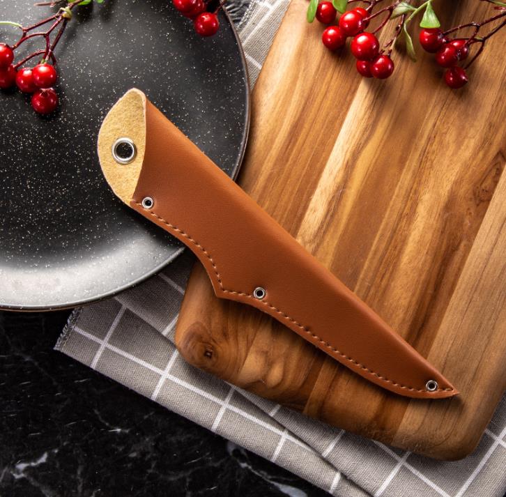 6 Inch Boning Knife High Carbon Butcher Knife Japanese VG10 Damascus Steel Kitchen Knife Wood Handle Utility Knife: Knife cover