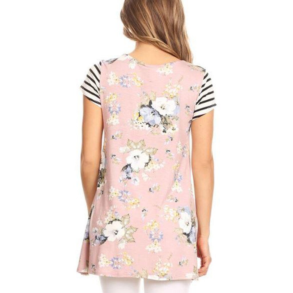 Umstandsbluse damen lockere lässige kurze kleidung übergröße umstandsblusen streifendruck blumenmuster zum stillen bluse  y924